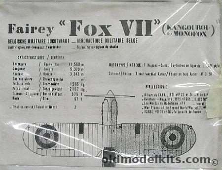 Unknown 1/72 Fairey Fox VII Belgian Airforce plastic model kit